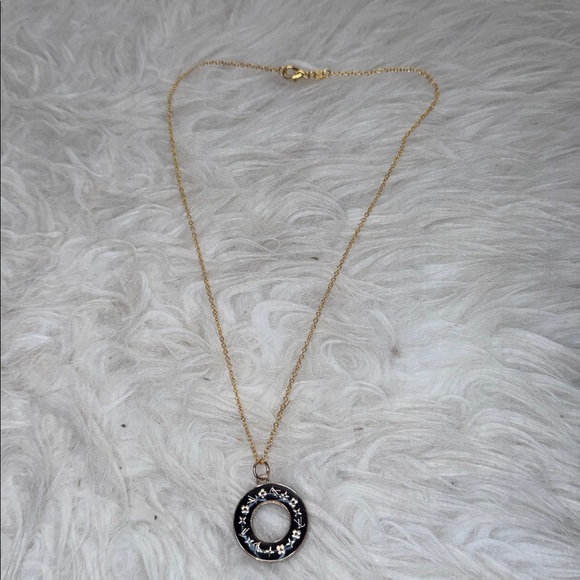 LV designer circle stainless gold necklace approximately 20 inches - Picture 2 of 4